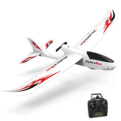 VOLANTEXRC RC Glider Plane Ranger600 Stunt 4 CH Remote Control Airplane RTF with 6-Axis Gyro & 3 Modes Easy to Fly, 2.4GHz Radio Controlled Aircraft for Beginners, Boys & Adults (Off-White)