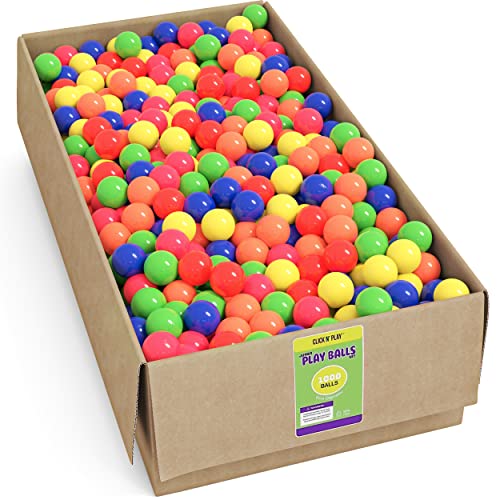 Click N' Play Plastic Balls for Ball Pit 1000 count, Crush Proof Play Balls for Ball Pit, Pit Balls in Assorted Colors in Reusable and Durable Storage Mesh Bag with Zipper - Free of Phthalate and BPA