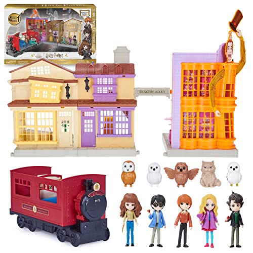 Wizarding World Harry Potter, Amazon Exclusive Deluxe Diagon Alley & Hogwarts Express, 4 Playsets in 1 with Lights & Sounds, 5 Figures, 33 Accessories