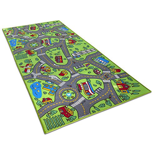 Kids Rugs Carpet Giant Large 80' x 40' Playmat City Life - Learn & Have Fun Safe! Children's Educational, Road Traffic System, Multi Color, Play Mat Rug Great for Playing Cars, Bedroom Playroom, Area