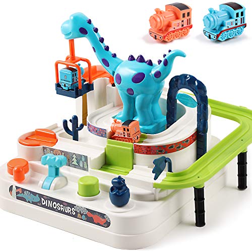 iPlay, iLearn Kids Train Race Track Play Set, Toddler Dinosaur Ramp Vehicle Toys, Car Adventure Indoor Game, Educational Learning Birthday Gift for Age 3 4 5 6 7 Year Old Boys Girls Children Preschool