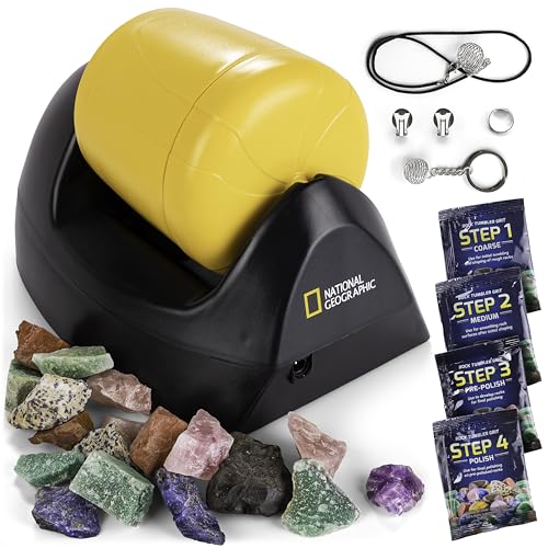 NATIONAL GEOGRAPHIC Starter Rock Tumbling Kit - Durable Leak-Proof Polisher for Kids Complete Geology Hobby Science Kit, Rocks and Crystals Kids, A Great STEM Activity