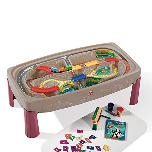 Step2 Deluxe Canyon Road Train & Track Table, Kids Activity Table for Cars, Cover Included, Made of Durable Plastic, Includes 3-Piece Train Set, For Toddlers 3+ Years Old