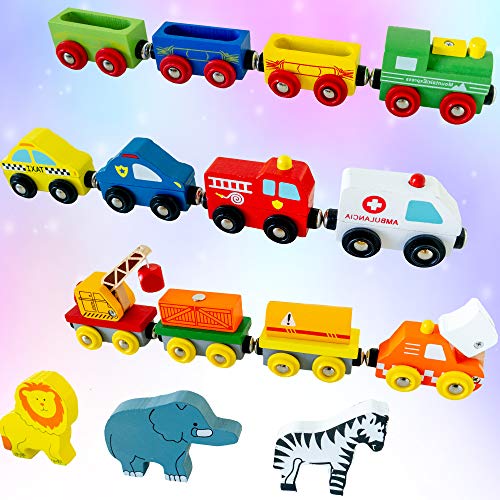 Double Suspension Bridge 12 - Wooden Toy Accessories for Kids Toddler Boys Girls - Compatible with Thomas Trains Railway, Brio Tracks, and Major Brands. 2X Red Bridges