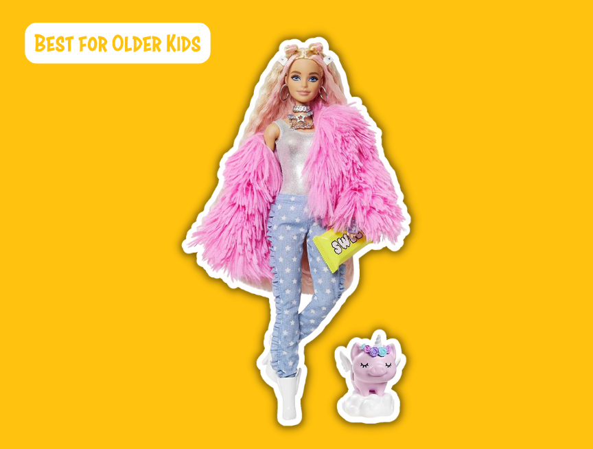 19 Barbie Extra Doll in Pink Fluffy Coat