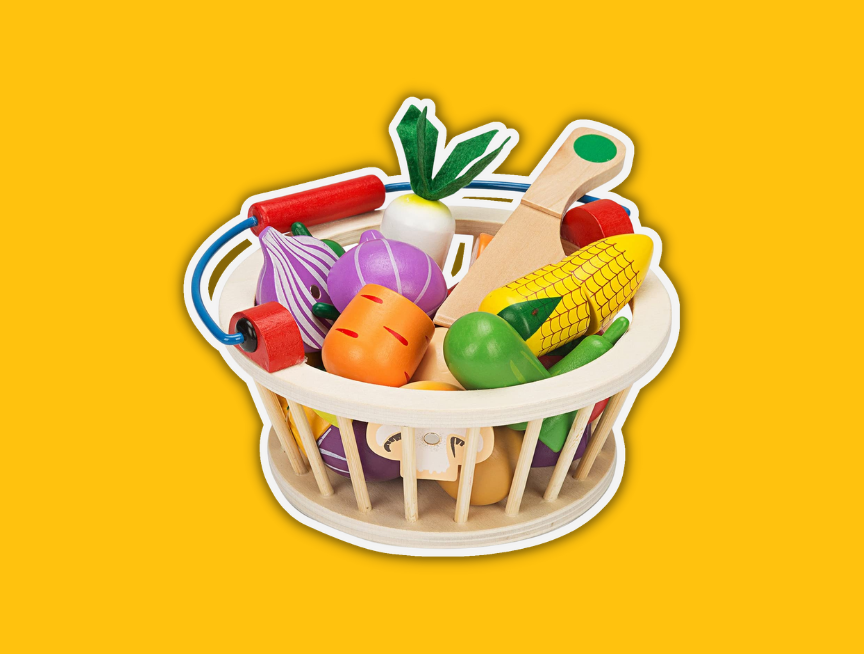 25 Victostar Magnetic Wooden Cutting Fruits Vegetables Food Play Toy Set