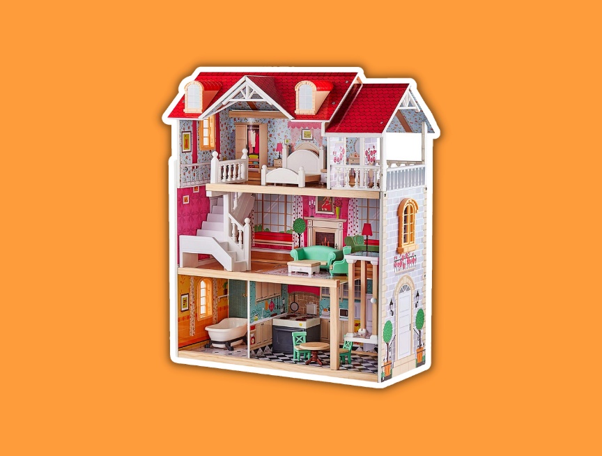 19 TOP BRIGHT Wooden Dollhouse
