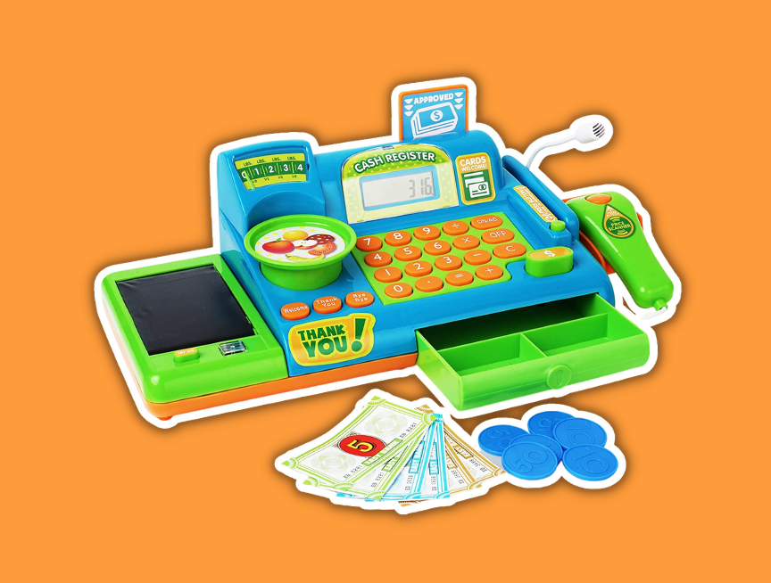 5 Boley Blue Pretend Cash Register Playset