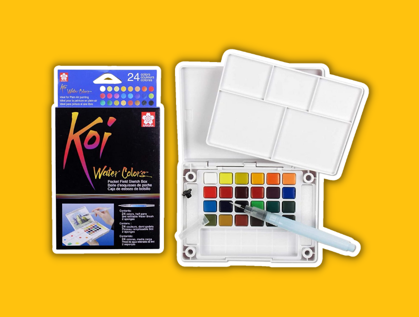 24 Sakura XNCW 24N 24 Assorted Watercolors Field Sketch Set with Brush