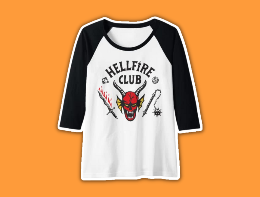 4 Stranger Things 4 Hellfire Club Baseball Tee