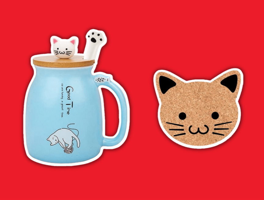 25 Cute Ceramic Coffee Cup with Lovely Kitty Lid