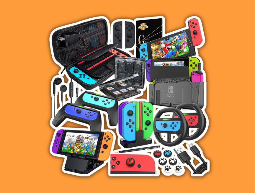 2 Deruitu Switch Accessories Bundle Compatible with Nintendo Switch 18 in 1