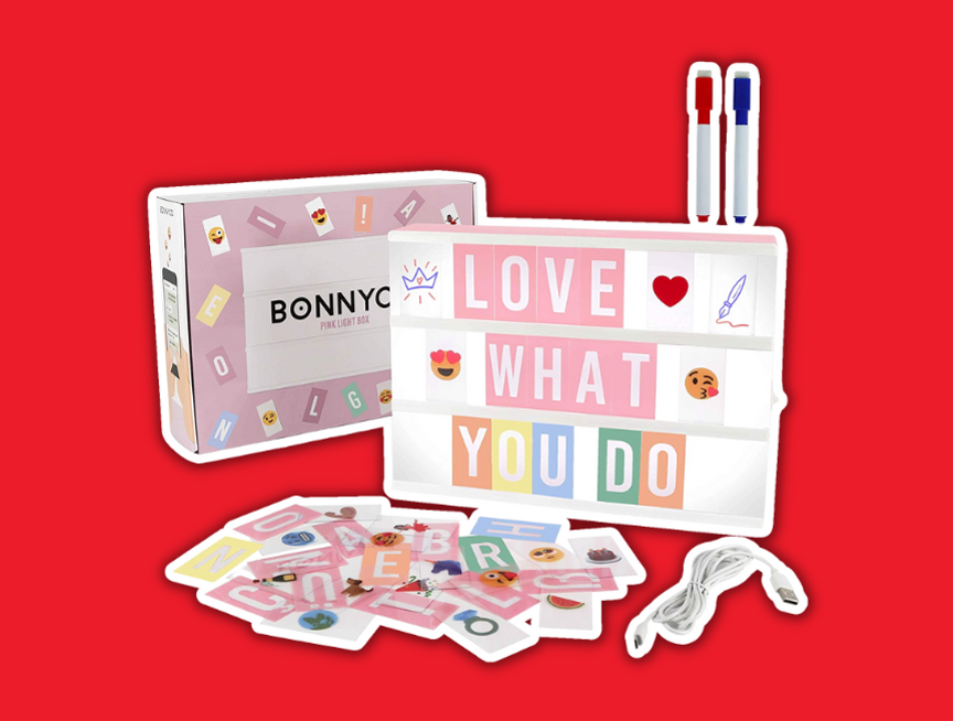 47 Pink Cinema Light Box with 400 Letters Emojis 2 Markers