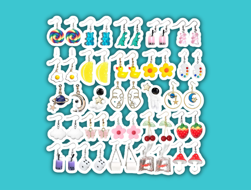 55 24 Pairs Weird Cute Earrings
