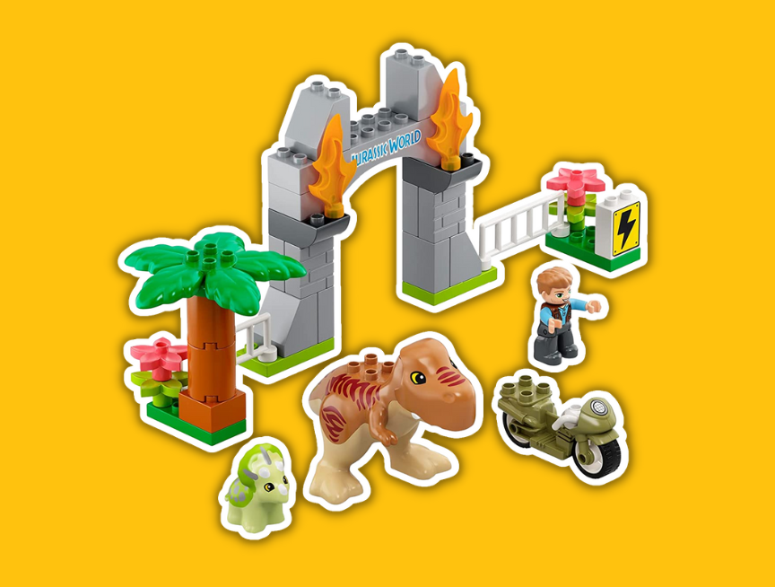 6 LEGO DUPLO Jurassic World T. rex and Triceratops Dinosaur Breakout 10939
