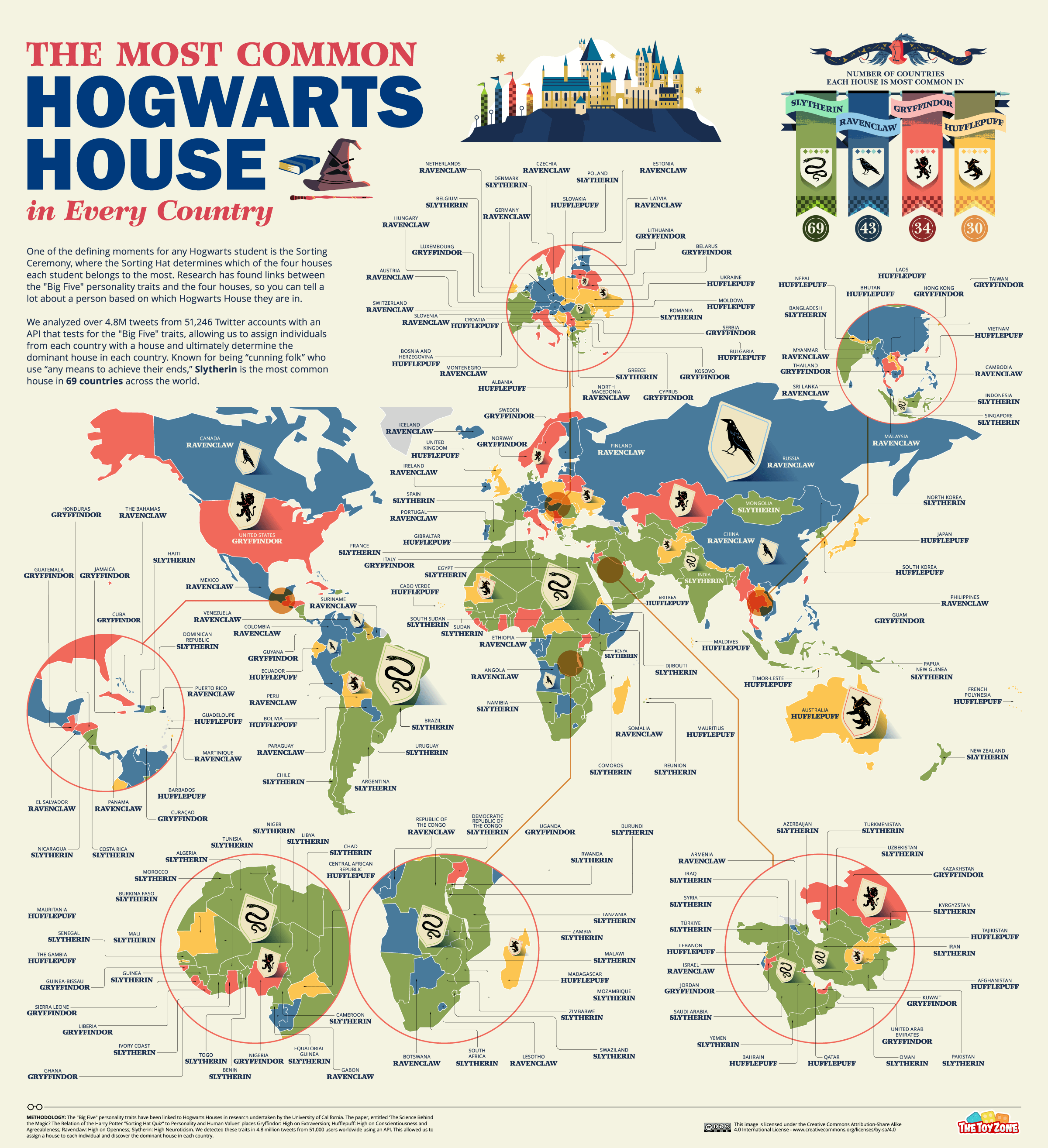 02 Most Common Hogwarts House in Every Country Map 2