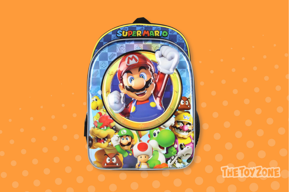 50 Nintendo Super Mario Bros All Over Character Molded Iridescent 16 Backpack
