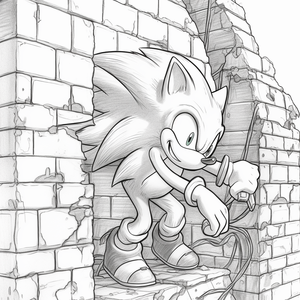 Sonic the hedgehog jumping out of wall